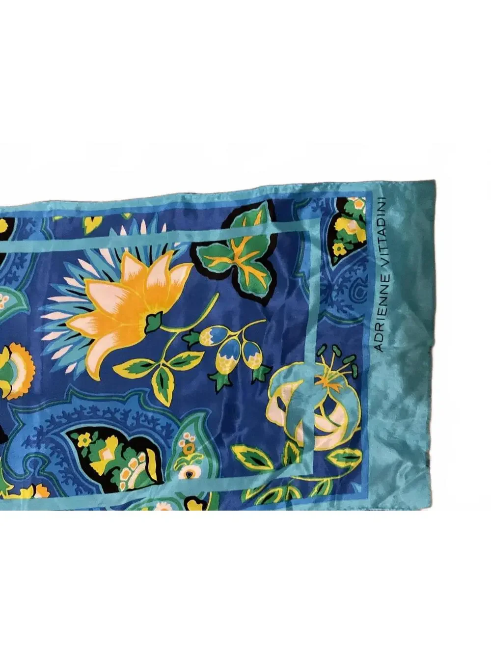 Adrienne Vittadini Blue Floral Long Silk Scarf